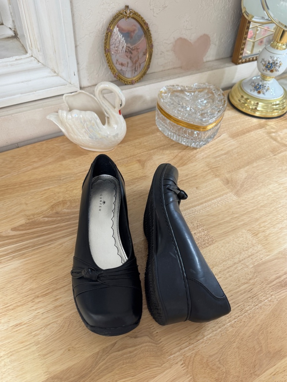 Y2K Curfew Chunky Black Comfort Slip-On Loafers Size 8.5 Grunge Whimsigoth